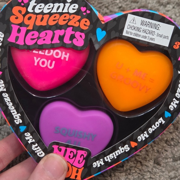 NeeDoh Teenie Squeeze Hearts Stress Ball Toy Set of 3 Valentine Gift NEW - Picture 6 of 6
